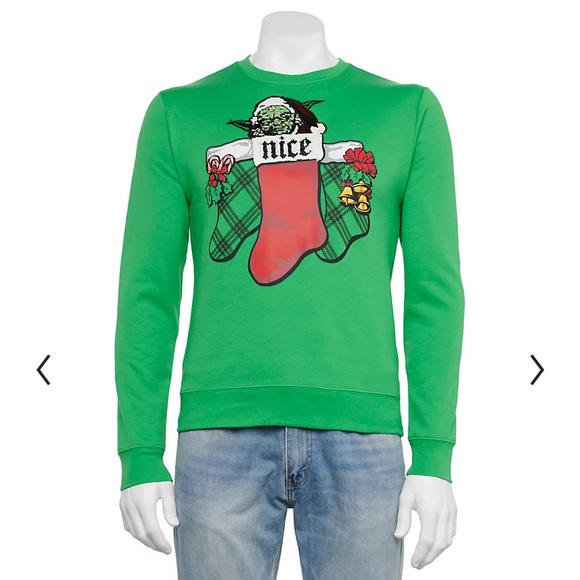 ⚡️ 🆕 Disney Star Wars Yoda flip sequins naughty/nice Ugly Christmas Swea… - Picture 1 of 12